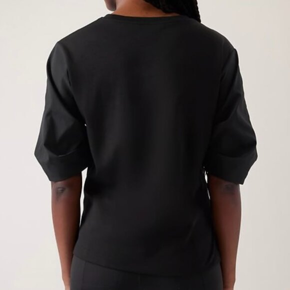 Athleta gathered puff sleeve black tee S - Picture 8 of 8